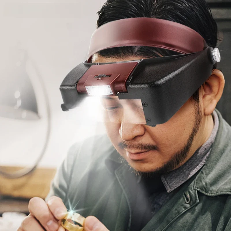 Glasses With Magnifying Glass Watch Maintenance Headband Glasses Magnifier Wearing Style For Reading Jewelry Watch Repair Tool
