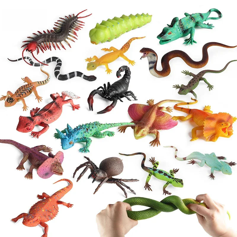 Oenux Reptile Simulation serpent araignée lézard insecte animaux modèle figurines d'action amusant Anti-Stress doux TPR Halloween jouet enfant cadeau