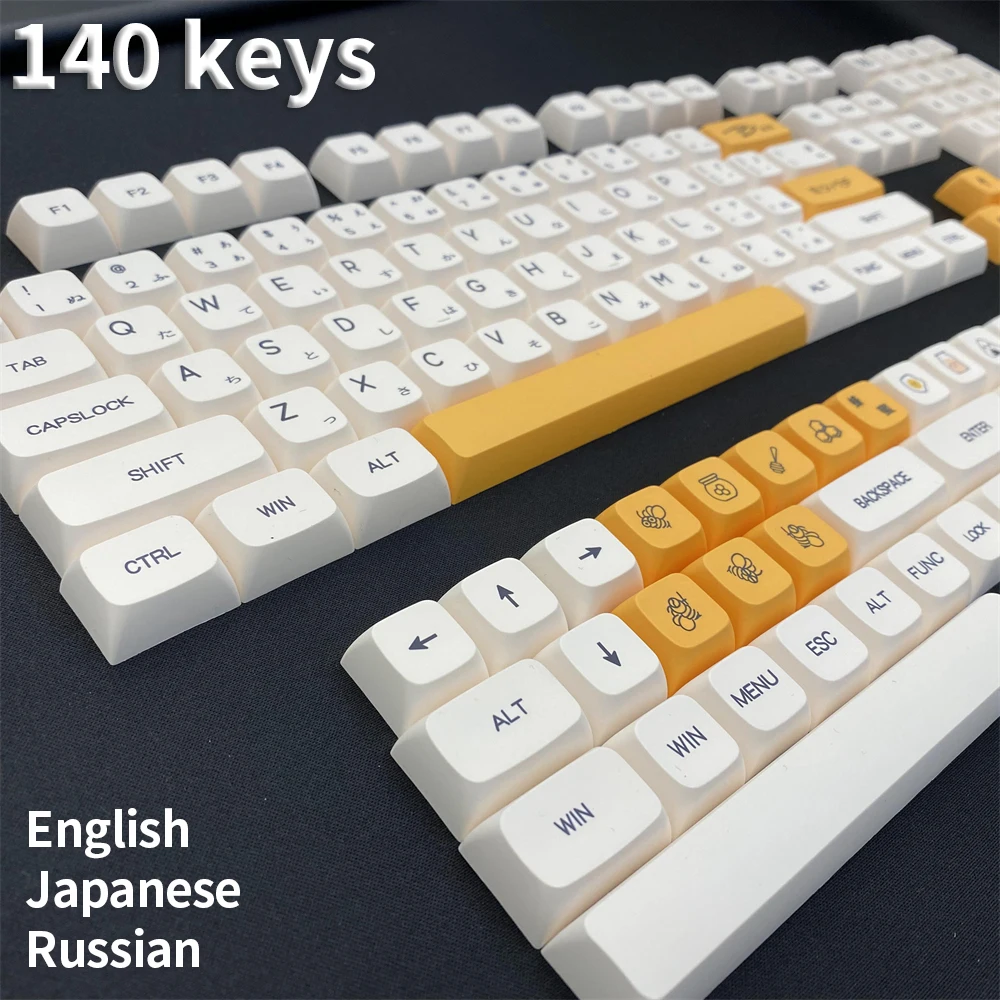 

125 Keys PBT Keycap XDA Profile English Japanese Russian Personalized Keycaps For Cherry MX Switch gaming Mechanical Keyboard