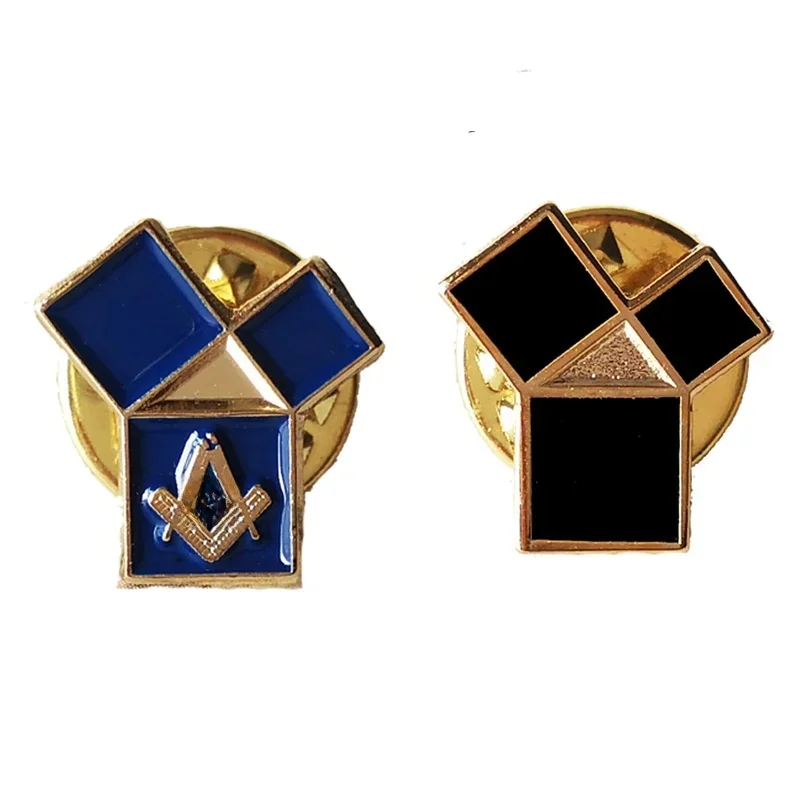Épingles à revers maçonniques, badges de symbole franc-maçaire noir et bleu, cadeaux franc-maçon, 47ème problème d'eucclide plaqué or, 0,55 pouces, 1,4 cm)