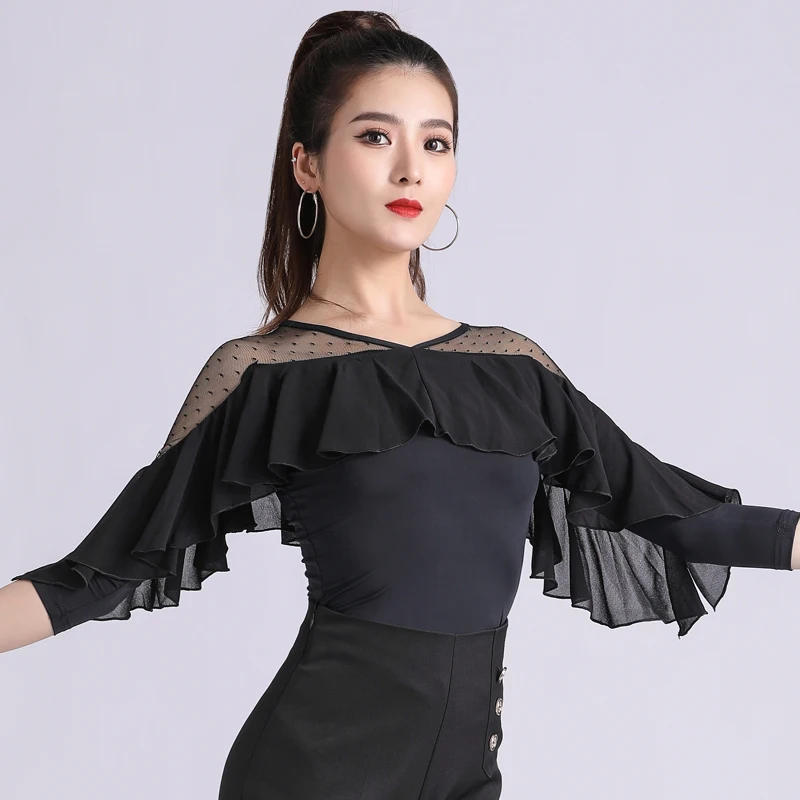 Latin dance top frauen neue kleidung lotus blatt mode ballroom dance kleidung nationalen standard moderne leistung dance pract