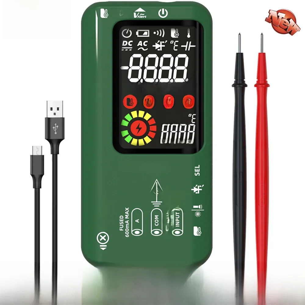 BSIDE Smart Digital Multimeter Infrared Temperature 15V Diode LED Tester True RMS 9999 DC AC Voltage Rechargeable Multiteter DMM