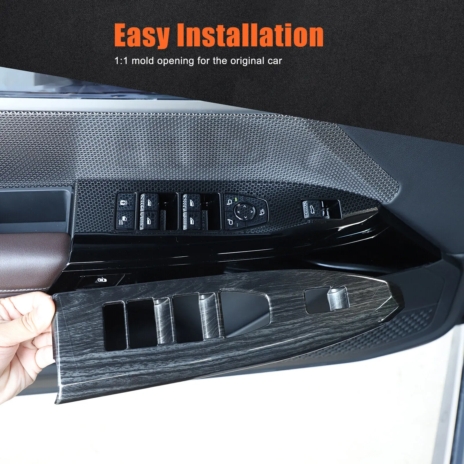 ABS Black Wood Grain Car Door Power Window Lift Switch Frame Trim Cover For BMW 7 Series G70 2023-2025 Decorative Accessories