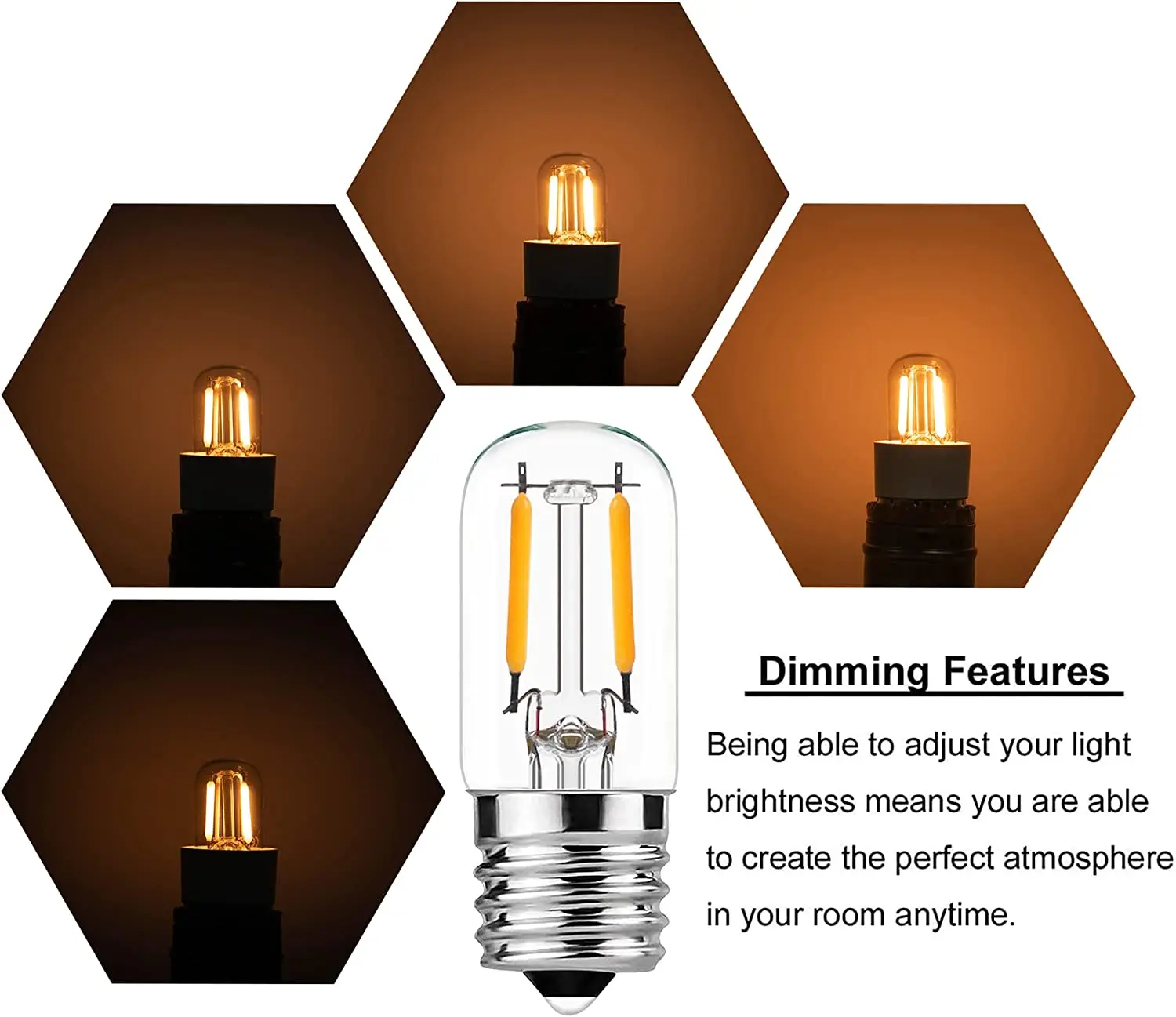 Retro Salt Lamp Replace Bulb E14 220V 1W Dimmable Mini Night Light Tubular Ampoule 10W Equivalent LED Filament Bulb Home Decor