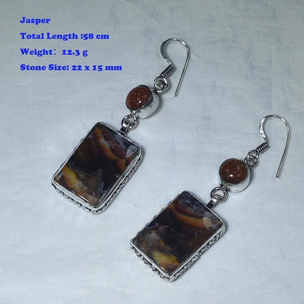 Genuine Labradorite Unakite Opalite Agate Tiger Eye Bloodstone Silvers Overlay Tiger Eye Amber Siver overlay Copper Earrings