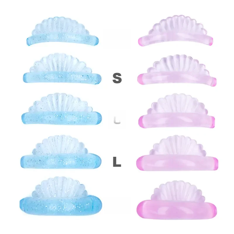 Kit de levage de cils 5 paires, tampon de stratification en Silicone, tiges de permanente en forme de coquille, outil applicateur de recourbe d'extension de cils 3D réutilisable