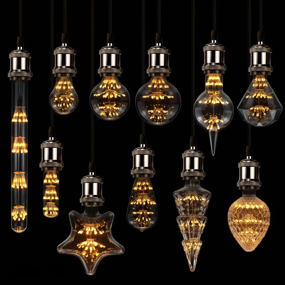 GANRILAND Sky Starry Feuerwerk Led-lampen E27 3W Ampulle 110V 220V Herz Weihnachten Baum Vintage