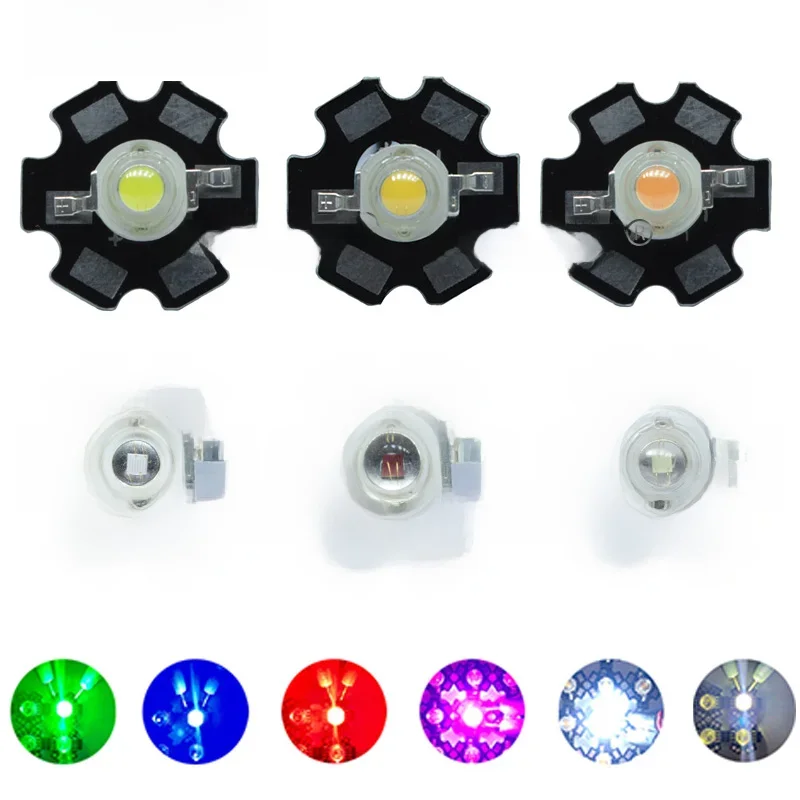 10 pièces 1W 3W LED haute puissance spectre complet blanc chaud vert bleu rouge profond 660nm bleu Royal IR UV avec PCB étoile noire de 20mm