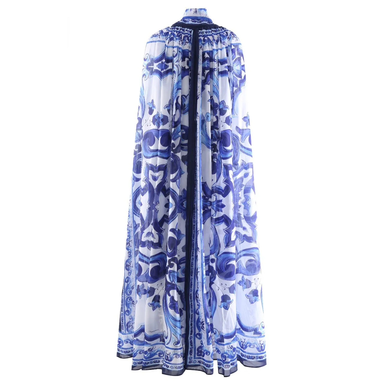 Luxury Designer High Quality  Summer Women Bohemian Printed Silk Long Cape Beach Cover Maxi Dress Runway Fashion 2024