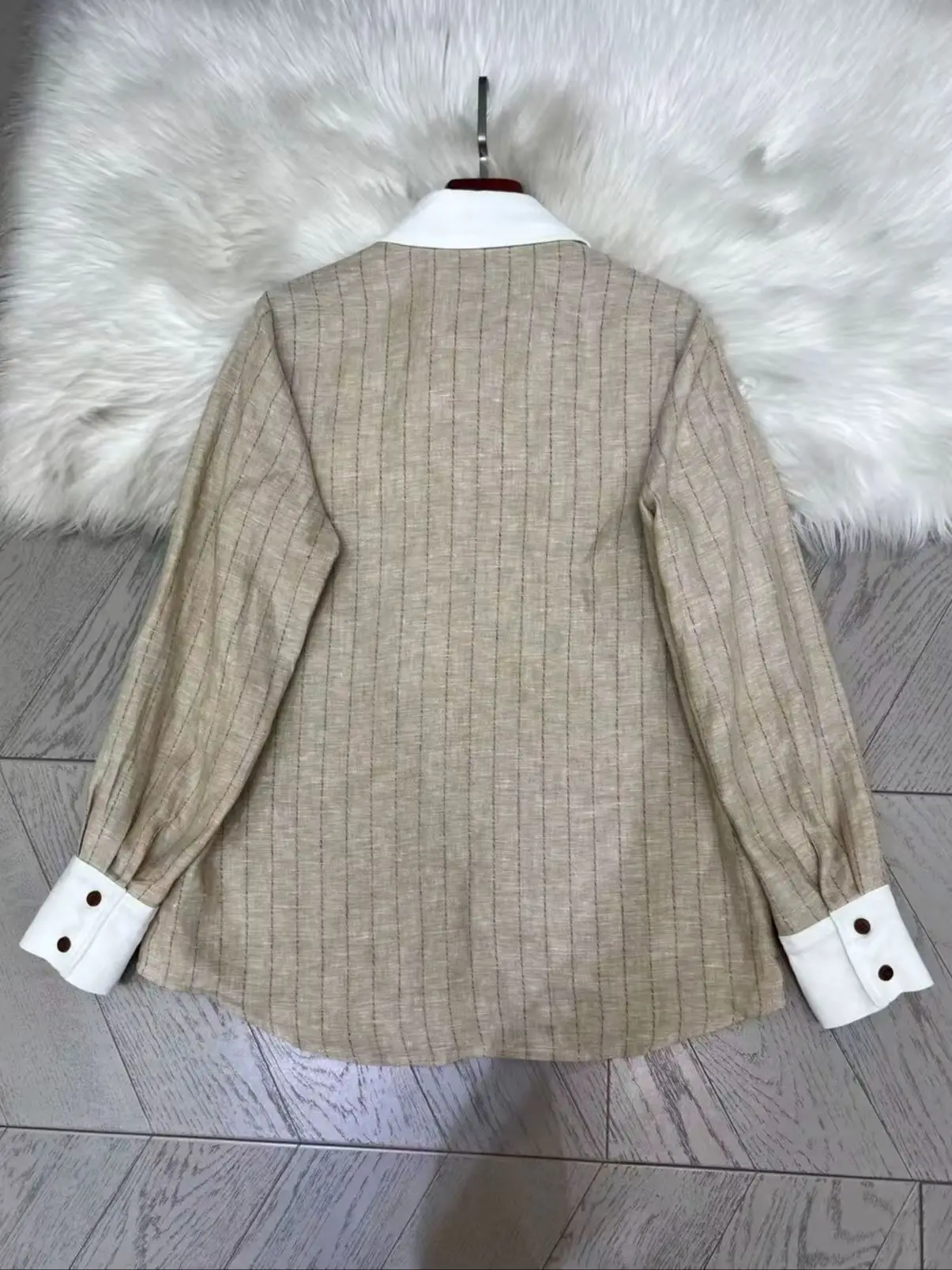 Casual High-End Custom Leaven Wash Yarn-Dyed 100% Linen Shirt
