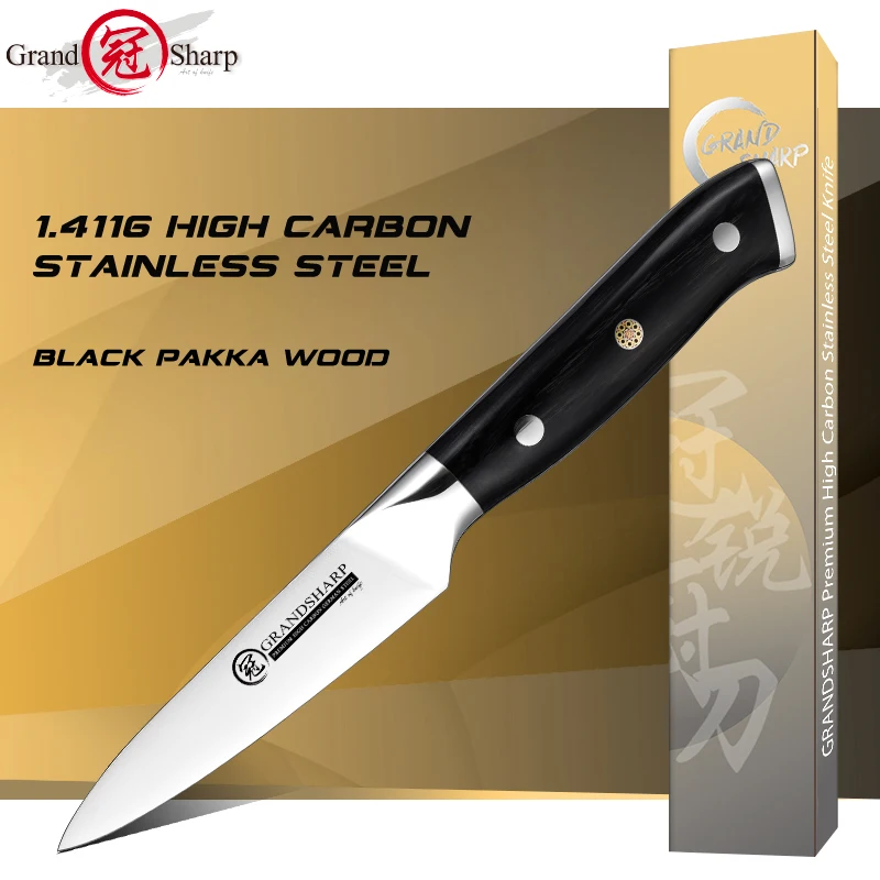 Premium Quality Paring Knife 1.4116 High Carbon German Stainless Steel Pakka Wood Black Handle Fruits Vegetables Cutting