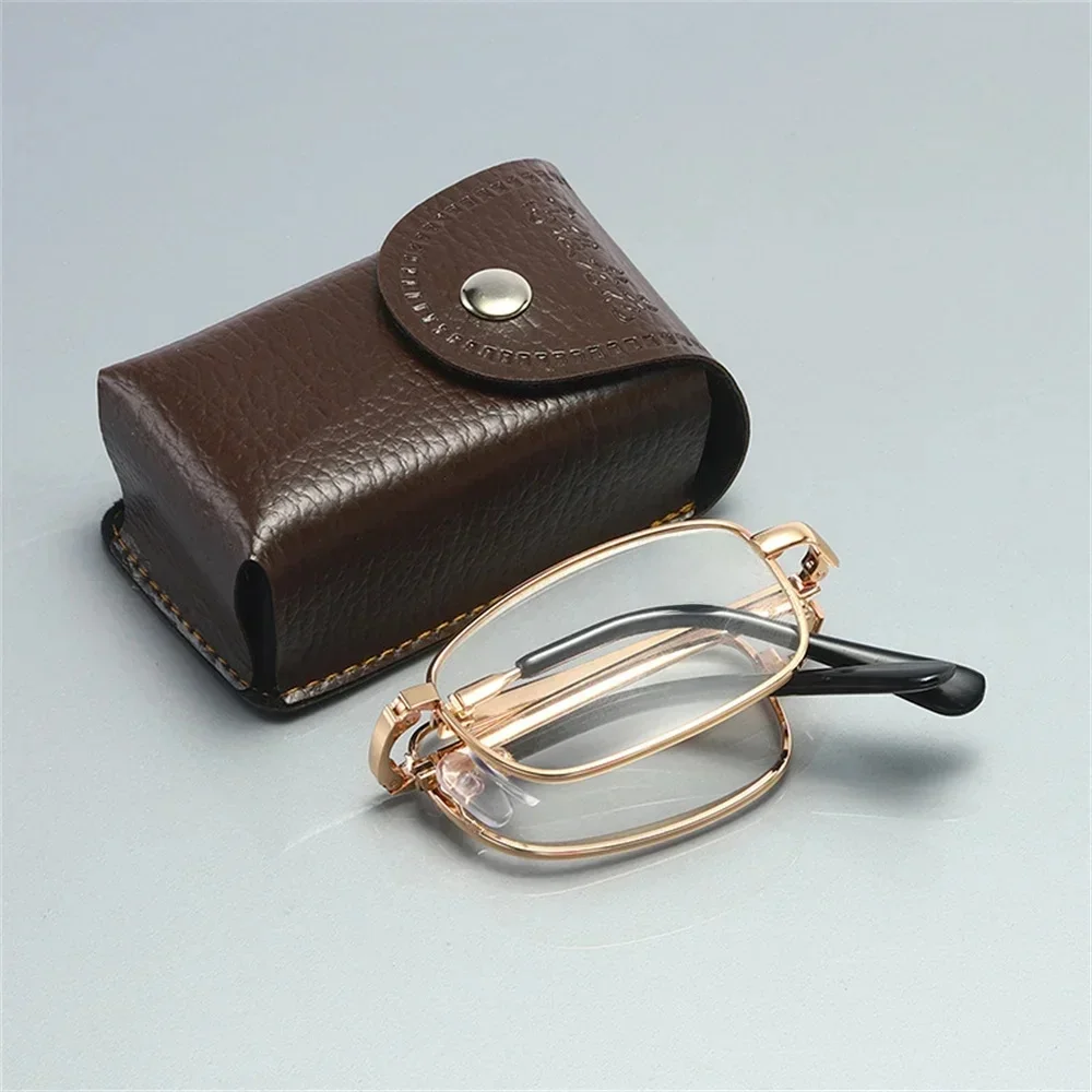 AliExpress NONE Unisex Foldable Reading Glasses Folding Presbyopia Men Women Metal Retro Computer Reading Glasses With Case 1.0 1.5 2.0 2.5 3.0