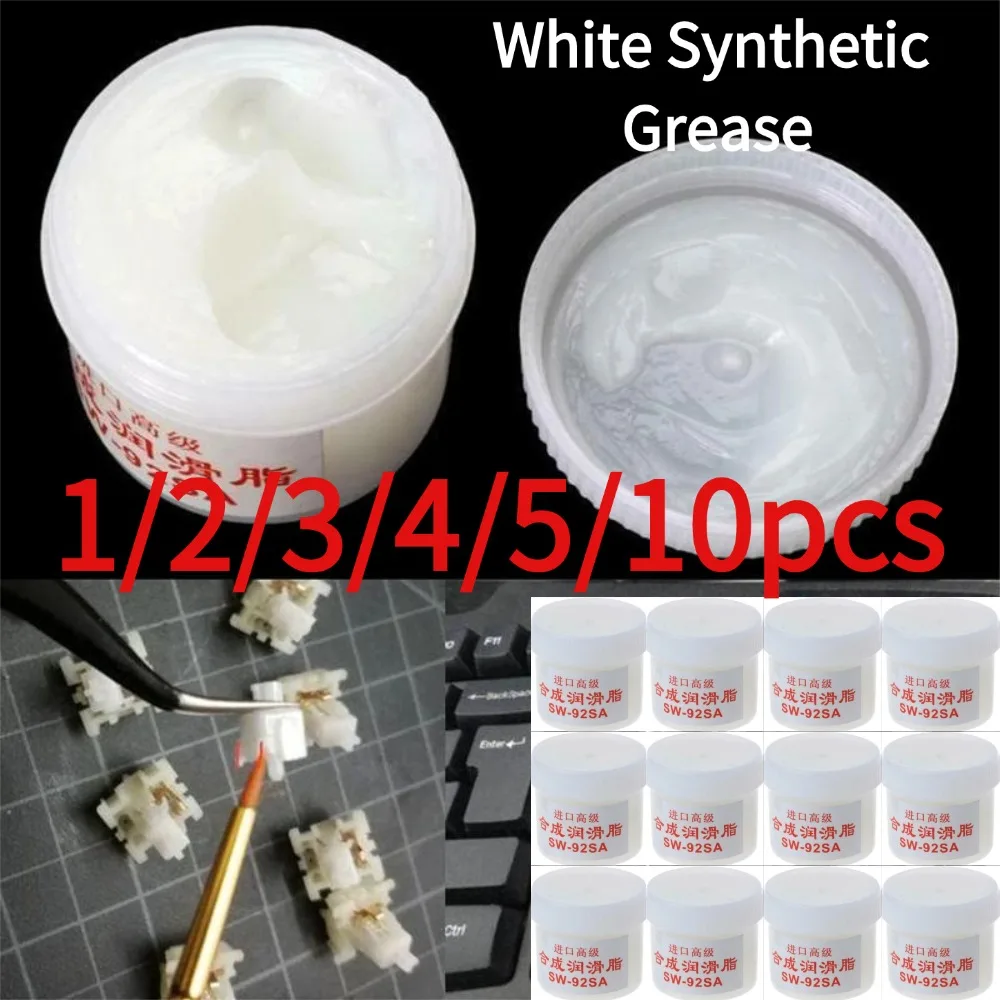 1-10pcs White Synthetic Grease Lubricating Oil Fixing Film Plastic Keyboard Gear Grease Bearing Lubricant Printers Bearing
