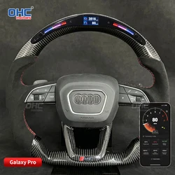 OHC Motors 100% Real Carbon Fiber Light Up LED Racing Car Steering Wheel Compatible for Audi A3 Q5 A4 SQ5 SQ7 A5 SQ8 S3 S5 SQ8