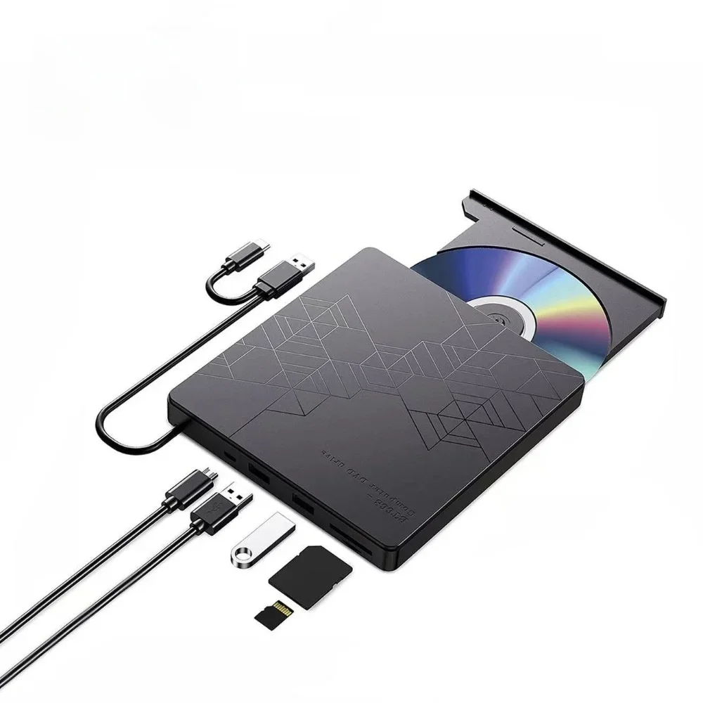 Lecteur Blu-ray externe 5 en 1, lecteurs optiques BD-RW portables, lecteur de graveur de CD DVD BD pour ordinateur Portable Windows 11/10 Mac