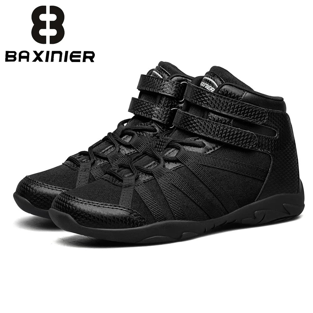 

BAXINIER High Top Girls Black Cheerleading Shoes Lightweight Youth Professional Competition Sneakers Breathable Training Dance