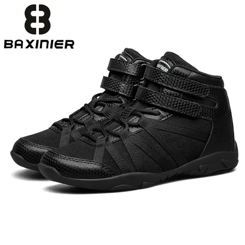 BAXINIER High Top Girls Black Cheerleading Shoes Lightweight Youth Professional Competition Sneakers Breathable Training Dance