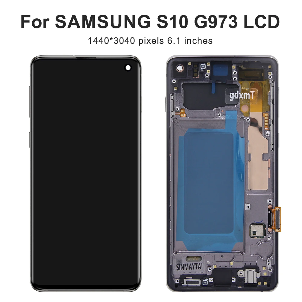 6.1\'\'AMOLED For Samsung S10 Lcd Display Digital Touch Screen For Samsung G973, G973F, SM-G973F,SM-G973U Display With Frame