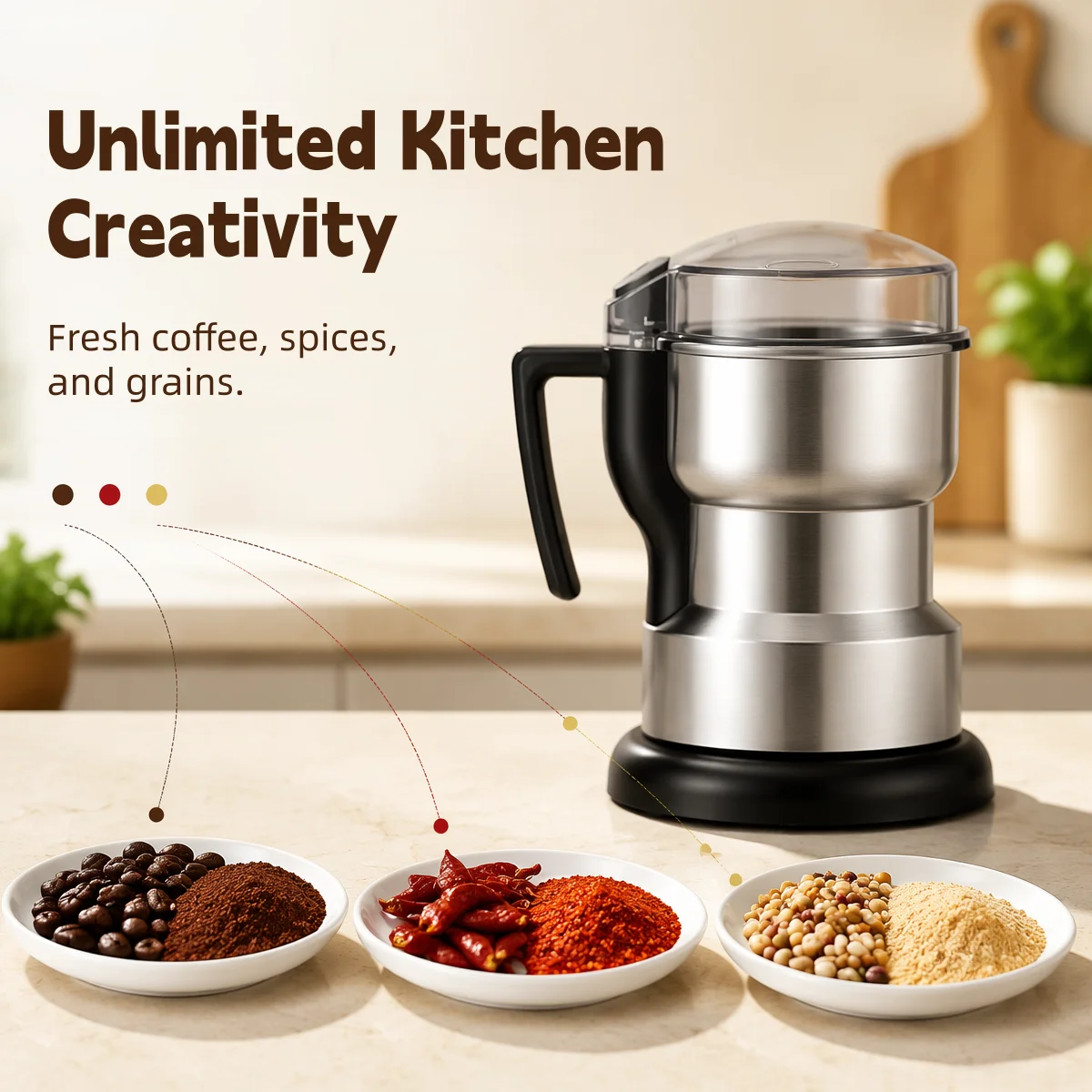 Piccolo Macinacaffè Elettrico Portatile Multiuso per Chicchi di Caffè, Spezie, Noci, Strumento Compatto per Macinare in Cucina, Ideale per Uso Domesti