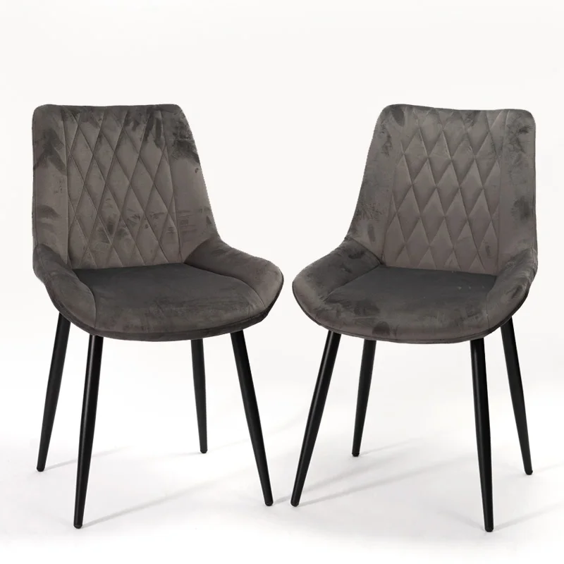 Set of 2 Velvet Upholstered Dining Chairs, Modern Accent Chairs with Metal Legs for Kitchen or Dining Room