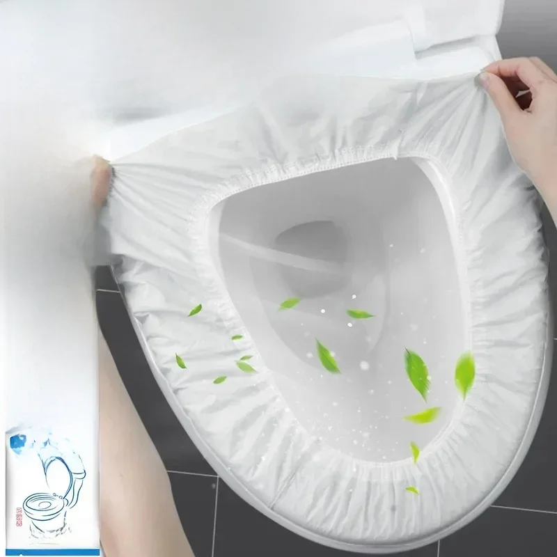 Protège-siège de toilette jetable stérile, portable, pour voyage, camping, hôtel, salle de bain, en non-tissé, isolant, avec anneau de transport, accessoires