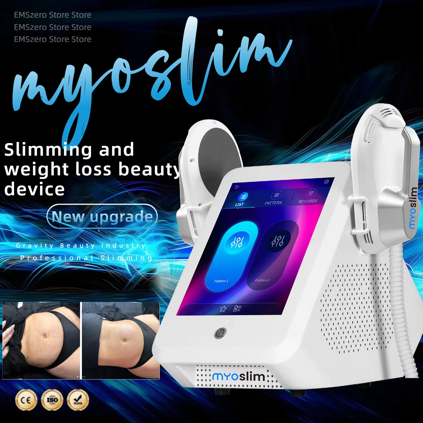 

Professional myo Body Sculpt Machine myoslim Neo Muscle Stimulators Full Body Massager 5 handles with Pelvic Floor Cushion