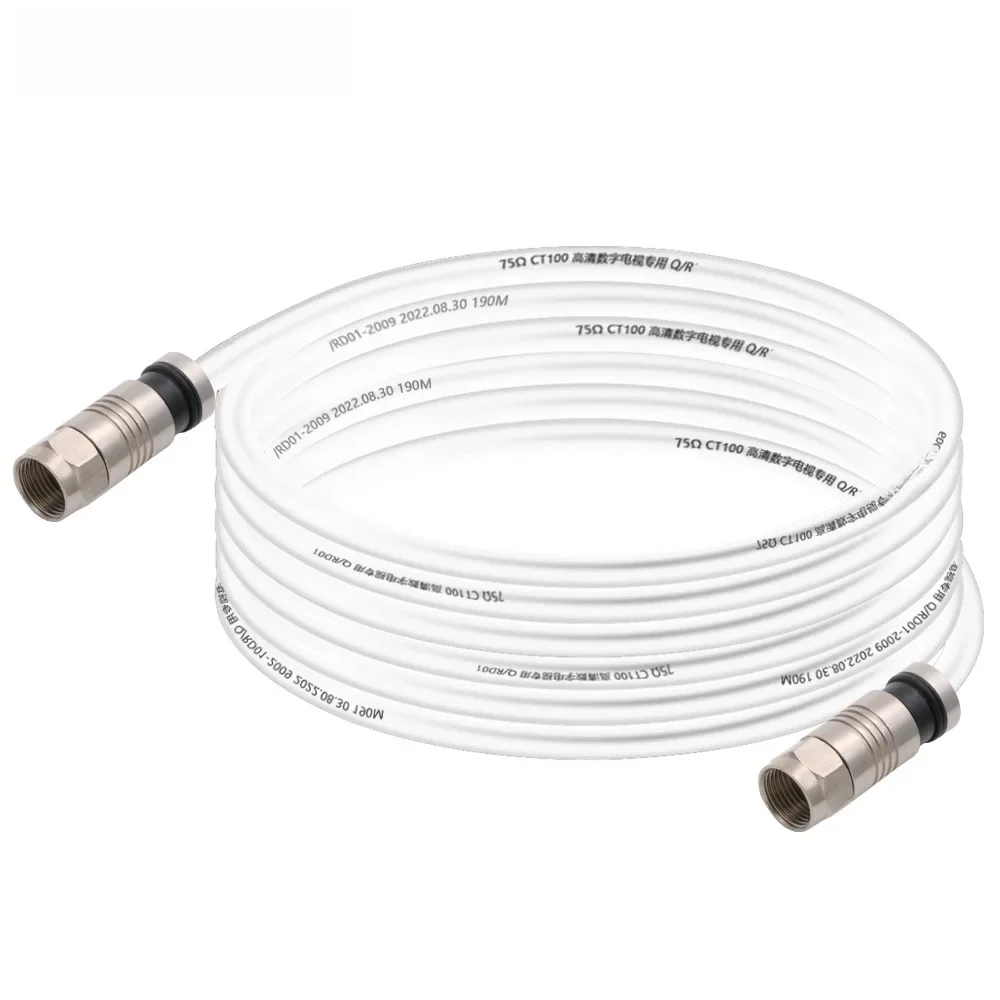 Câble coaxial en cuivre massif à double blindage DH RG6, connecteur mâle de type F, audio, vidéo, satellite, TV, antenne numérique Internet