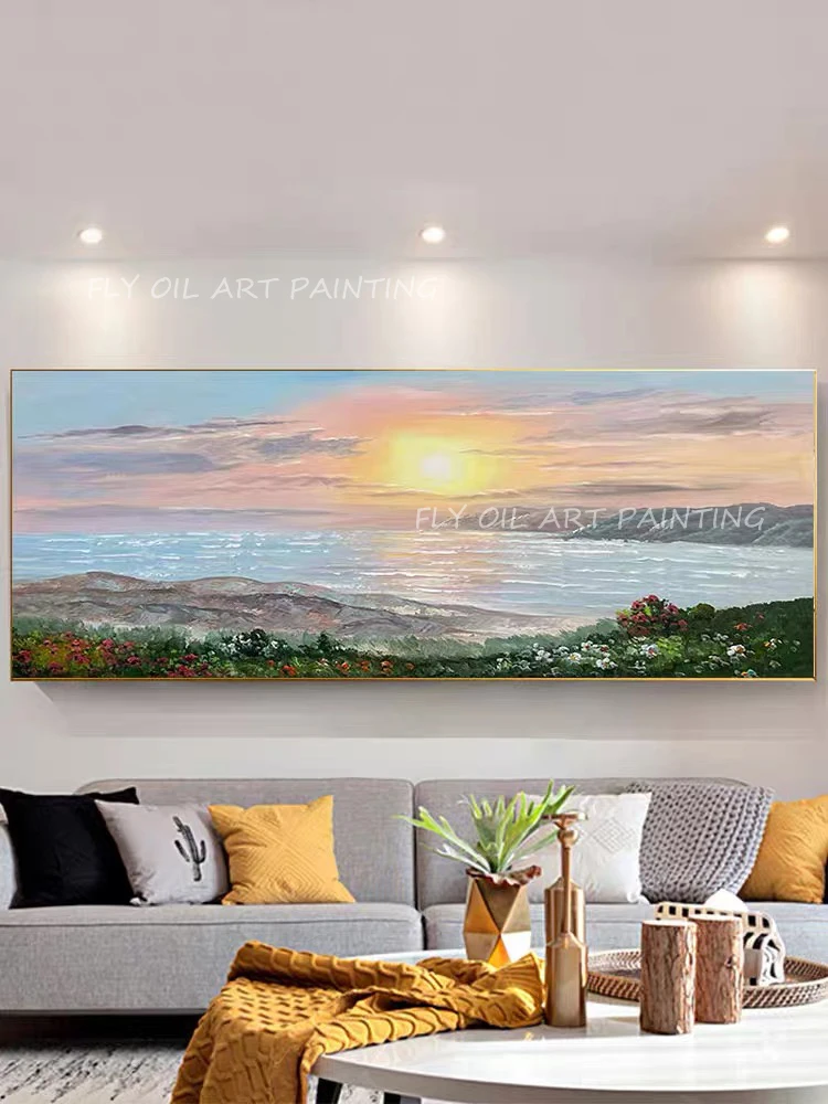 

Sunrise Landscape Abstract 100% Hand Painted thick canvas large size Oil Painting on Canvas Wall Art as a gift unframe