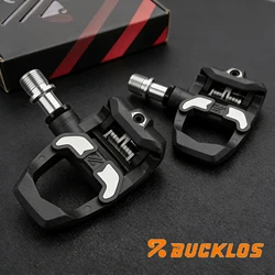 BUCKLOS Road Bike Pedals Self-locking Pedal Carbon Bicyle Clipless Pedal with Cleats Ultra-Light Nylon Professional Cycling Part