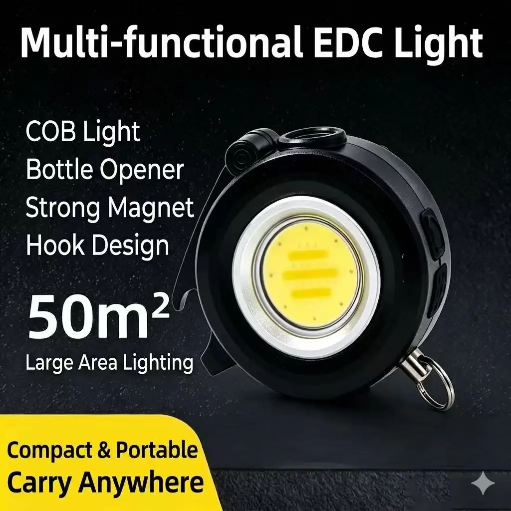 

8 Modes Mini Keychain Flashlight Rechargeable Hat Clip Light Warning Flashing Light Magnet COB Work Light Outdoor Emergency Lamp
