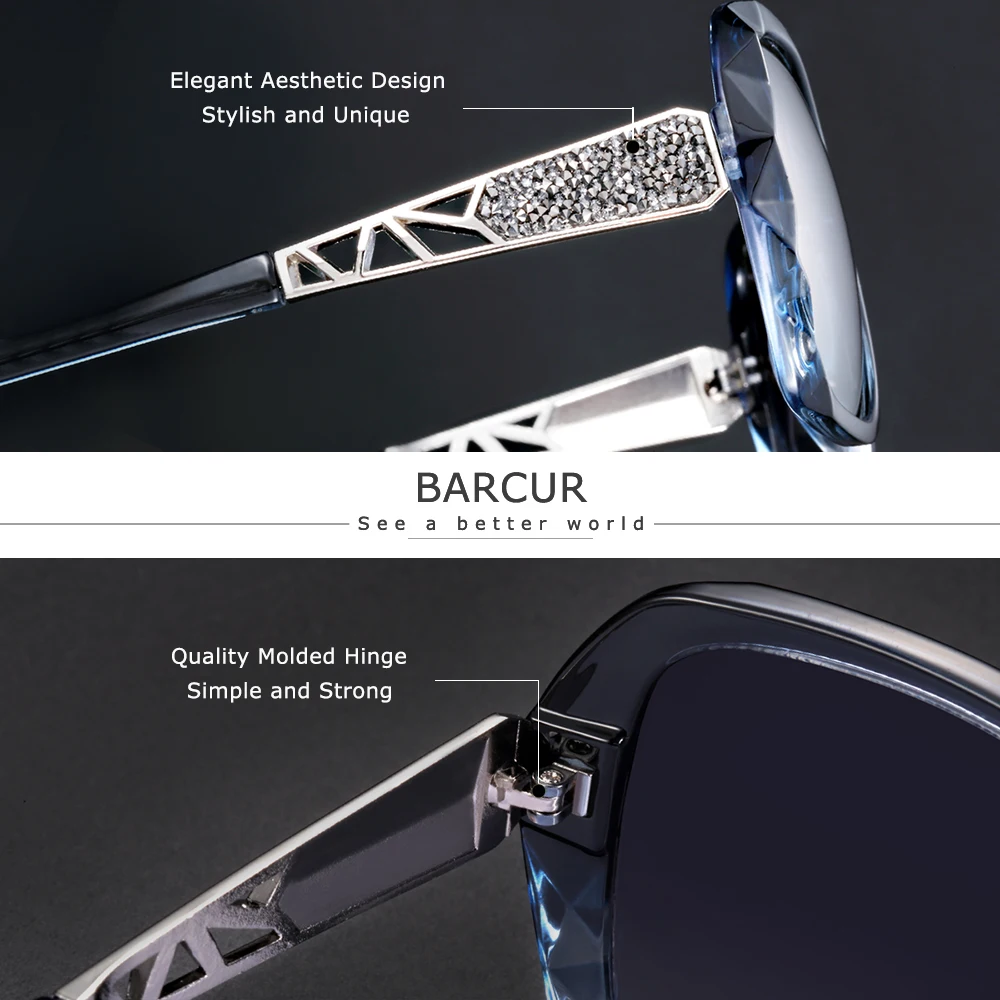 BARCUR Original Sunglasses Women Polarized Elegant Design For Ladies Sun Glasses Female