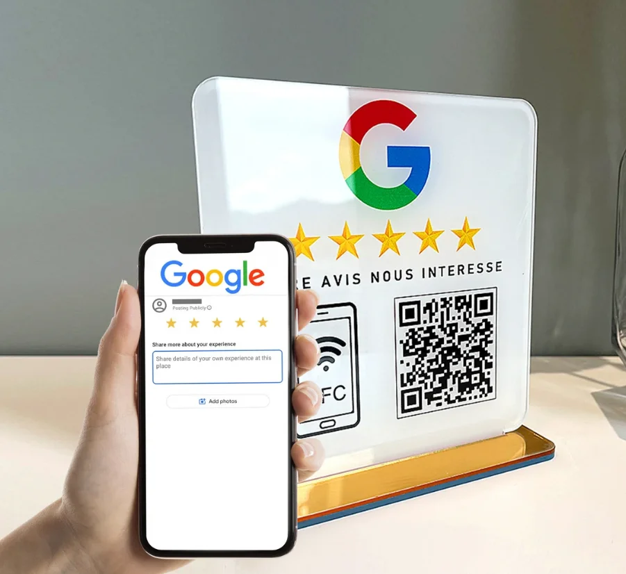 Custom Google Review Sign with NFC Scan code Acrylic Social Media Signs Google Review Card For Your Business Retail Store Decors