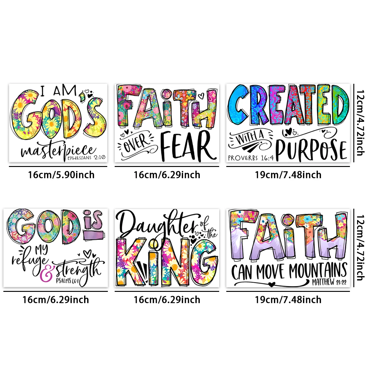 6Sheets/Pack UV Transfer Sticker, Christian Bible Verse Sticker, Glass Cup Waterproof Decal Self-Adhesive Stickers,Craft Sticker