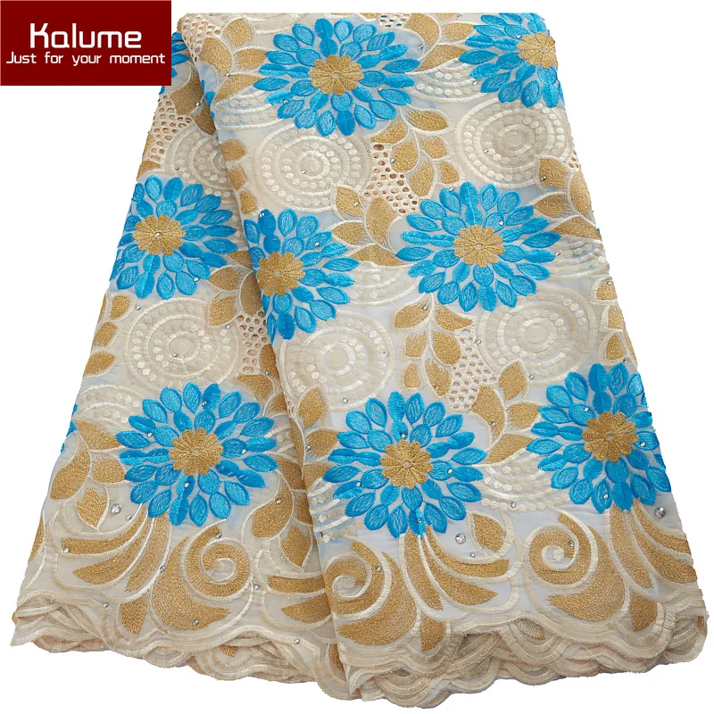

Kalume African Cotton Lace Fabric 5 Yards 2022 High Quality Nigerian French Embroidery Swiss Voile Lace Fabric For Dress F3000