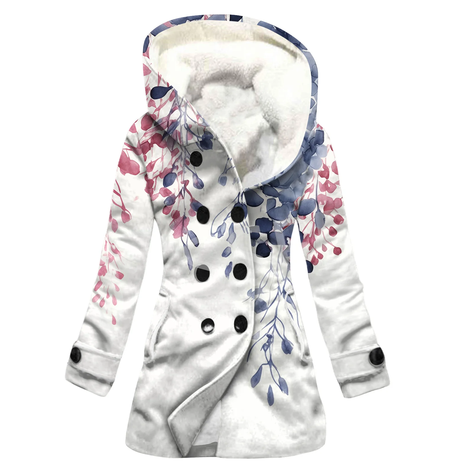 NewFashion Plaid Graffiti Gradient Fleece Hoodies 3D Pattern Women Jacket Warm Cold-Proof Ladies Casual Funny Winter Overcoat 10