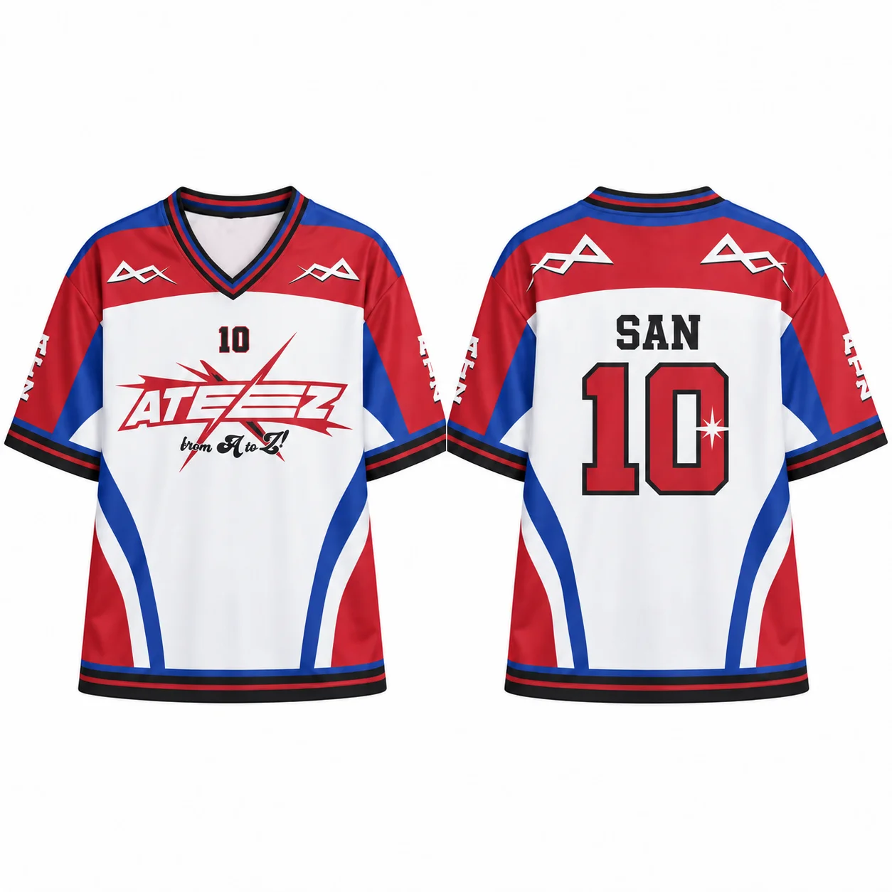 2026 ATEEZ Football Jersey Kpop Merch Unisex V Neck Short Sleeve T Shirt Women Summer Streetwear Fans Gift From A to Z Print Top