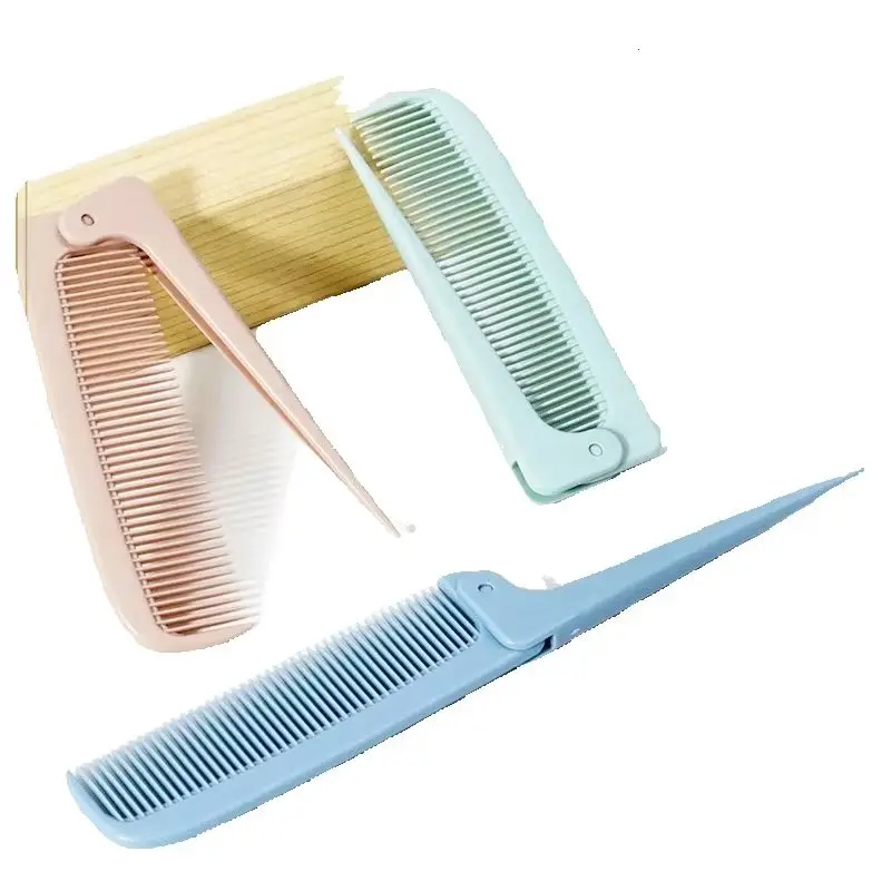 3Color Minimalist Folding Tail Comb Portable Mini Compact Hair Styling Tool for Real Hair Wigs Home Use