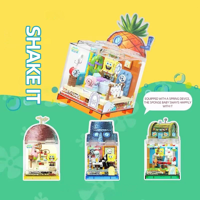 Spongebob Series Building Blocks Diy New Box Patrick Star Krusty Krab Squidward Tentacles Room Model Toy Ornaments Holiday Gifts