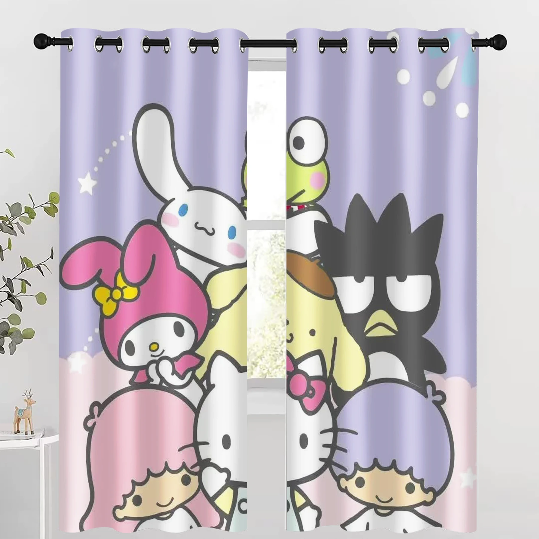 

Sanrio Series Cartoon Anime Dustproof Balcony Screen Curtains For Living Room Bedroom Blackout Curtains Polyester Home