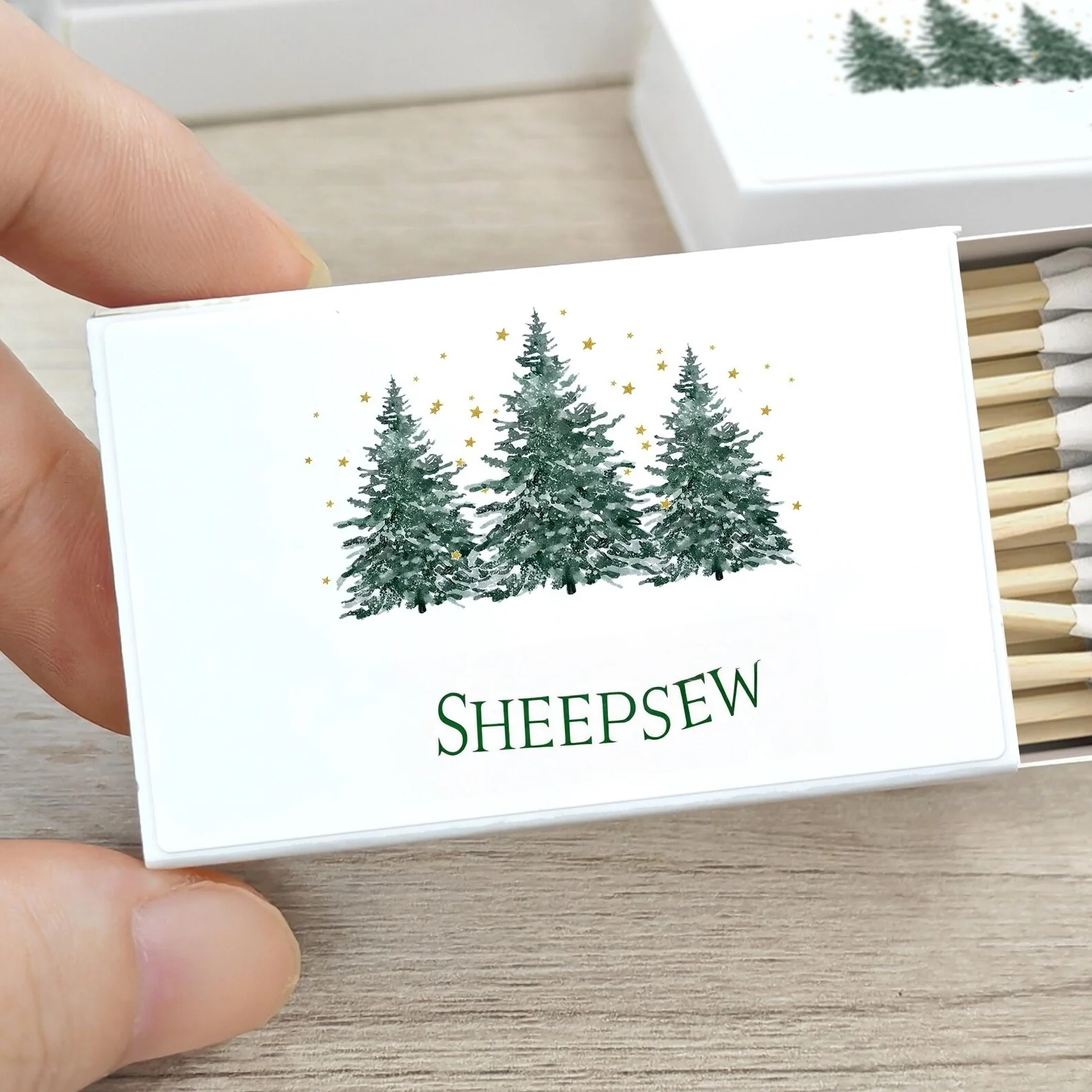 

SHEEPSEW Wedding Matchboxes/Winter Holiday Matches Favors in Bulk/Custom Matches for Christmas Candles/Christmas Stocking Stuffe