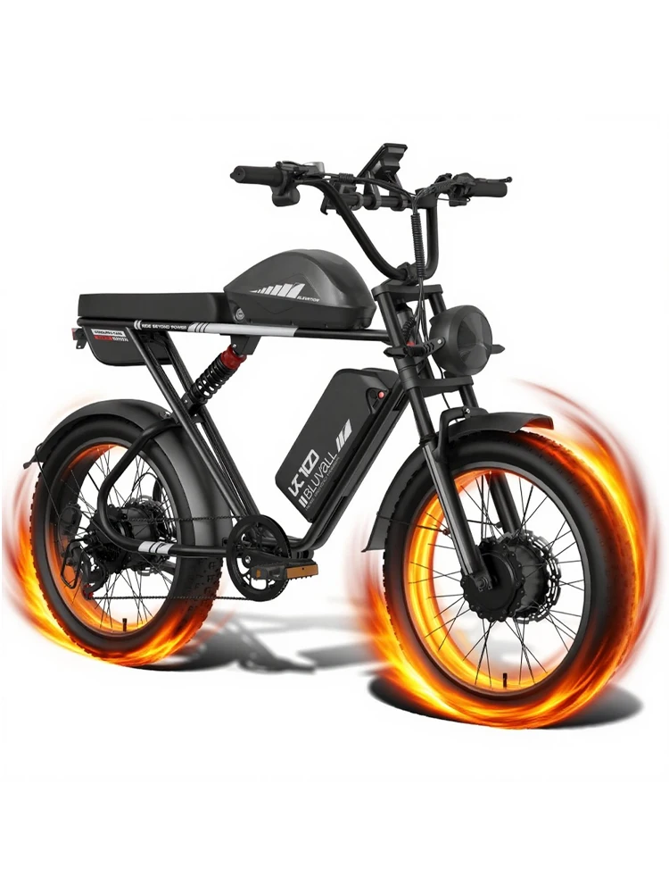 AliExpress NONE K10 E-Bike Dual 1000W Motors 20x4.0 Puncture Guard Tires 7-Speed SHIMANO Hydraulic Brake 120KM PAS Range Electric two-wheele