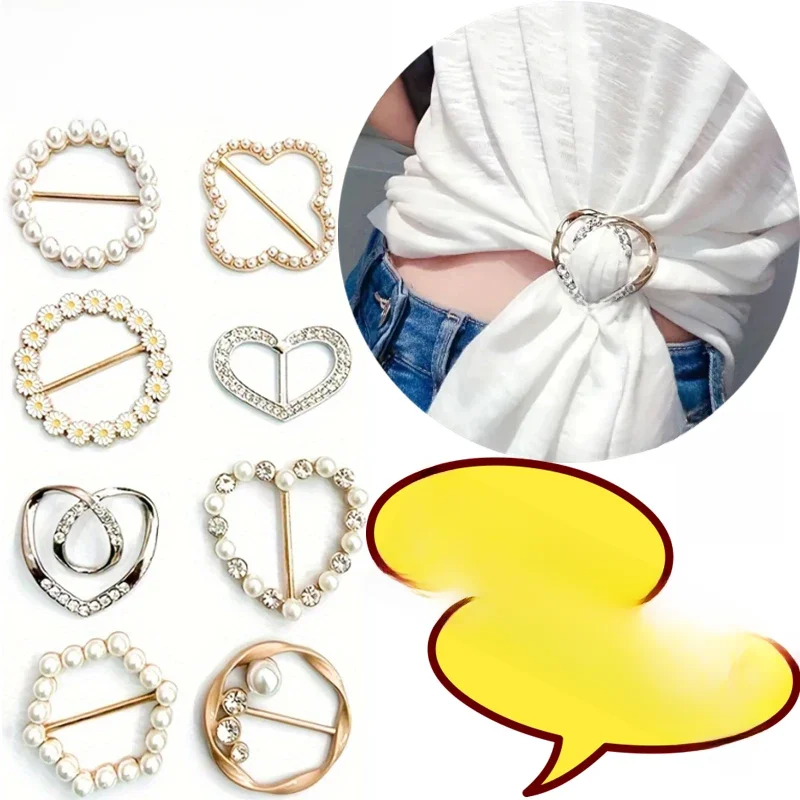 Broches nouées à ourlet d'angle, 8/1 pièce, perles de cristal, métal, écharpe Hijab, anneau, bouton de chemise, T-shirt, accessoires à boucle fixe