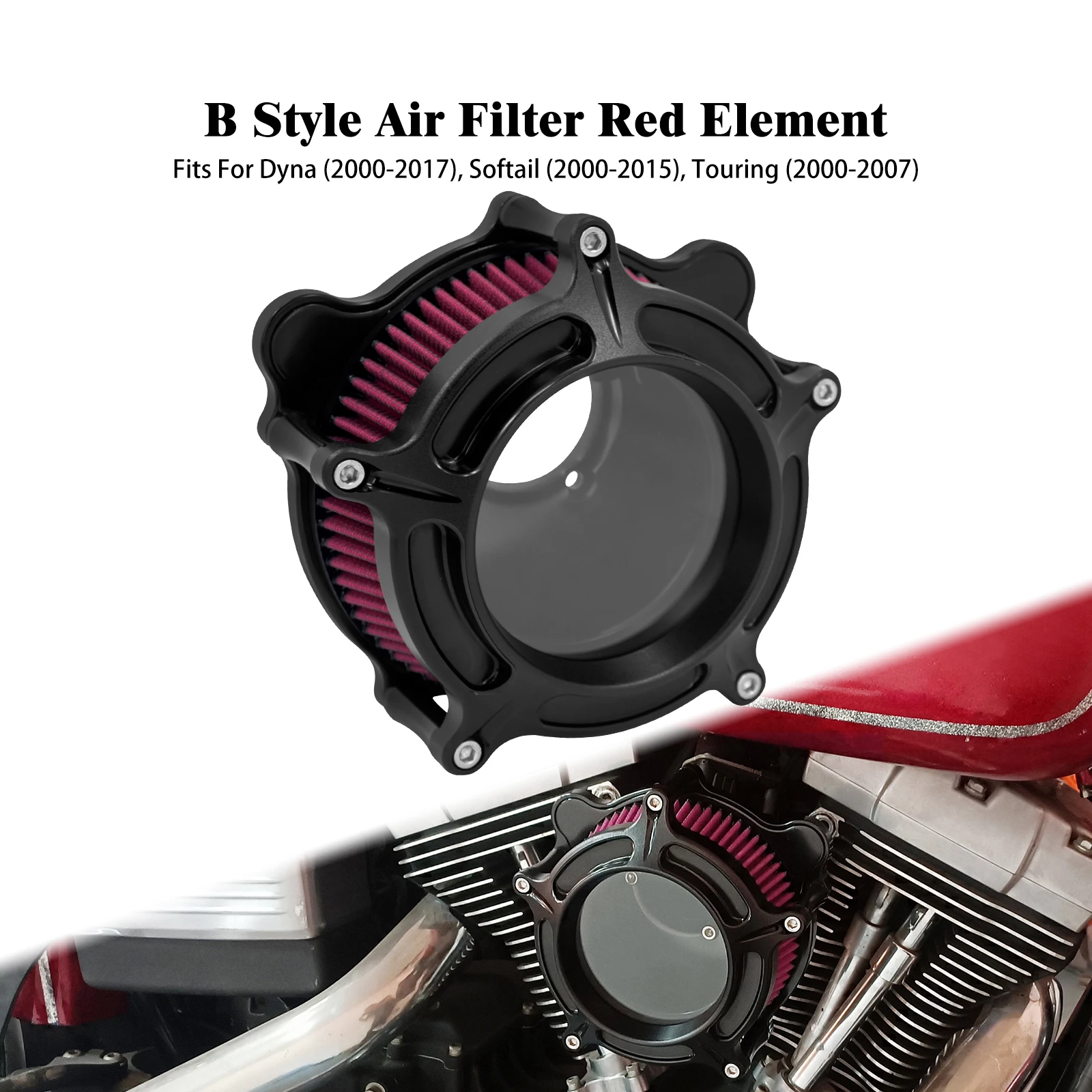 

Мотоциклетный воздушный фильтр High Flow Clear Matte с красным элементом для Harley Softail Dyna Touring 00-17, для моделей с тросовым дросселем, в наличии на складе в США