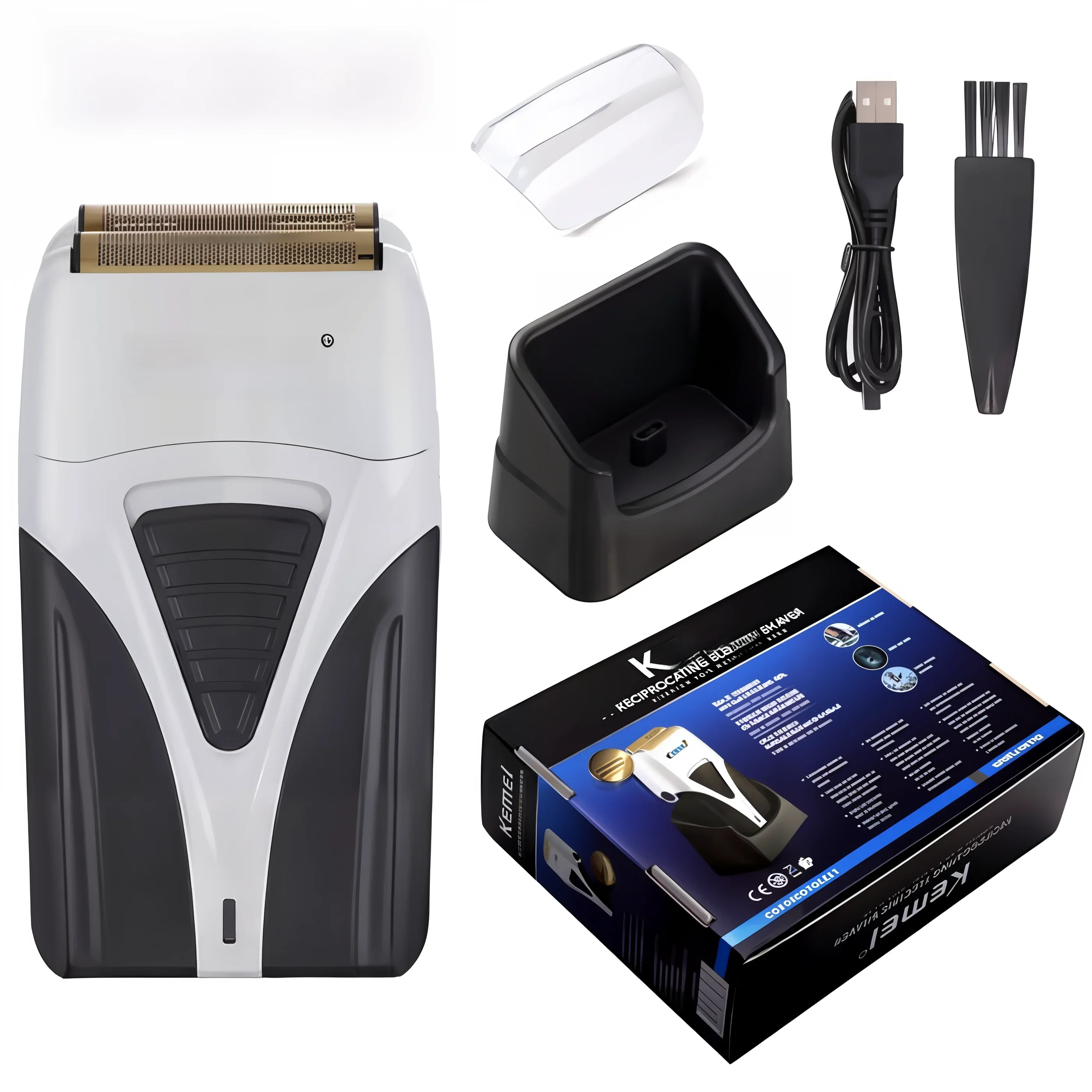 Conception compacte de filet de sécurité de double lame de corps KM-3383 disque U chargeant le rasoir à la maison de longue durée