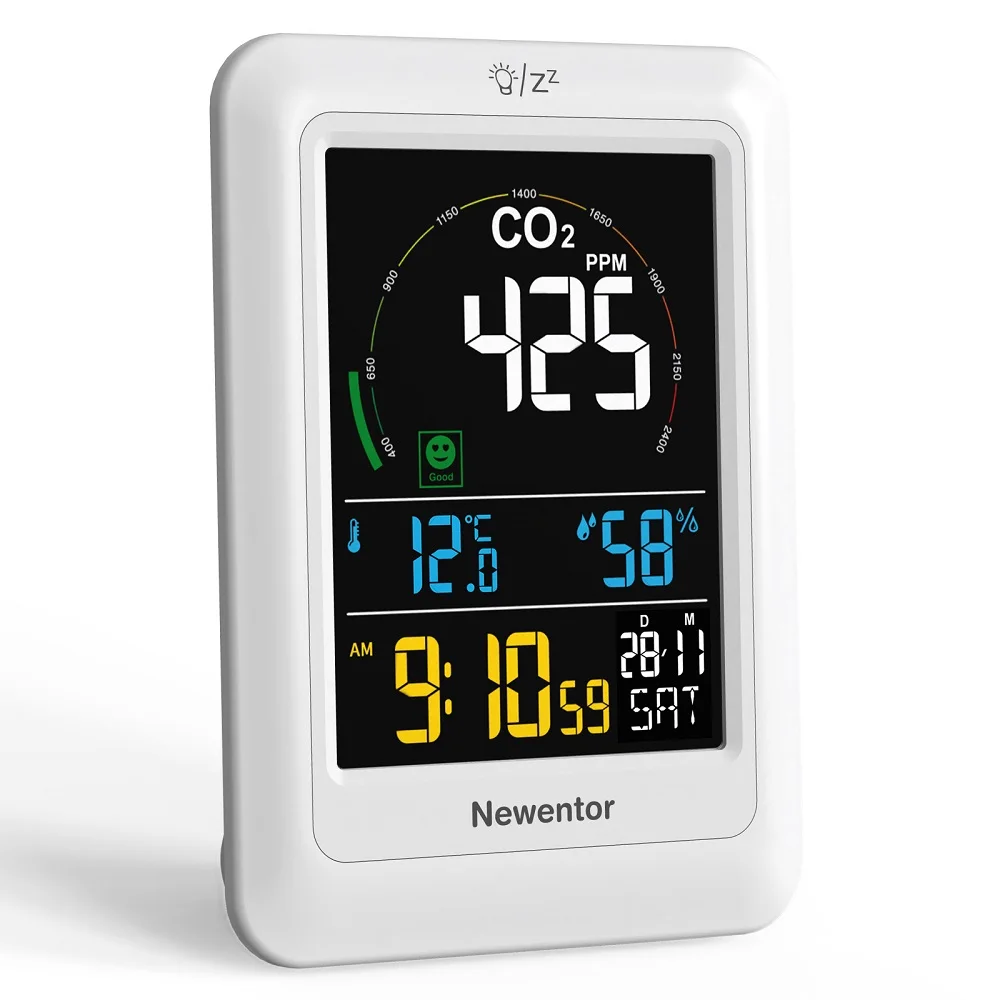 Newentor Air Quality Monitor Carbon Dioxide Detector Real-time Digital Temperature Humidity Air Quality Tester CO2 Meter