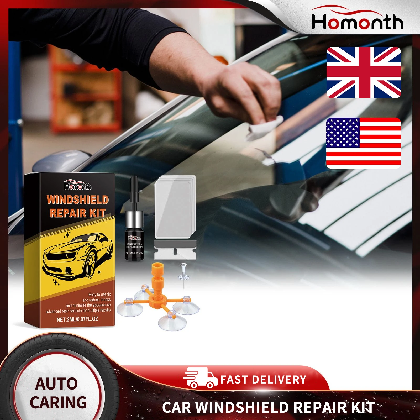 

Homonth 1set Car Windshield Scratch Repair Kit Refurbish Glass Crack Diy Auto Windscreen Maintenance Car Glass Repair Kit