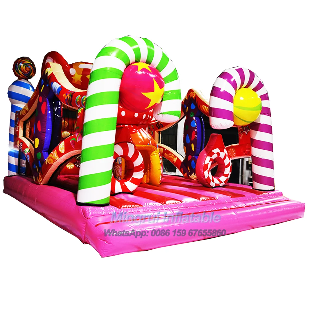 Inflatable Candy Houncing House for Kids, Pink Bouncer for Christmas Holiday