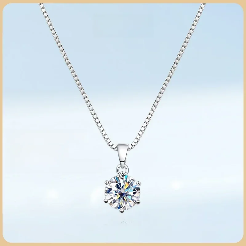 EWYA 1 2 karatowy naszyjnik z prawdziwego moissanitu dla kobiet 6 bolców 100% 925 Sterling Silver Wedding Party Bridal Fine Jewelry — zdjęcie 2