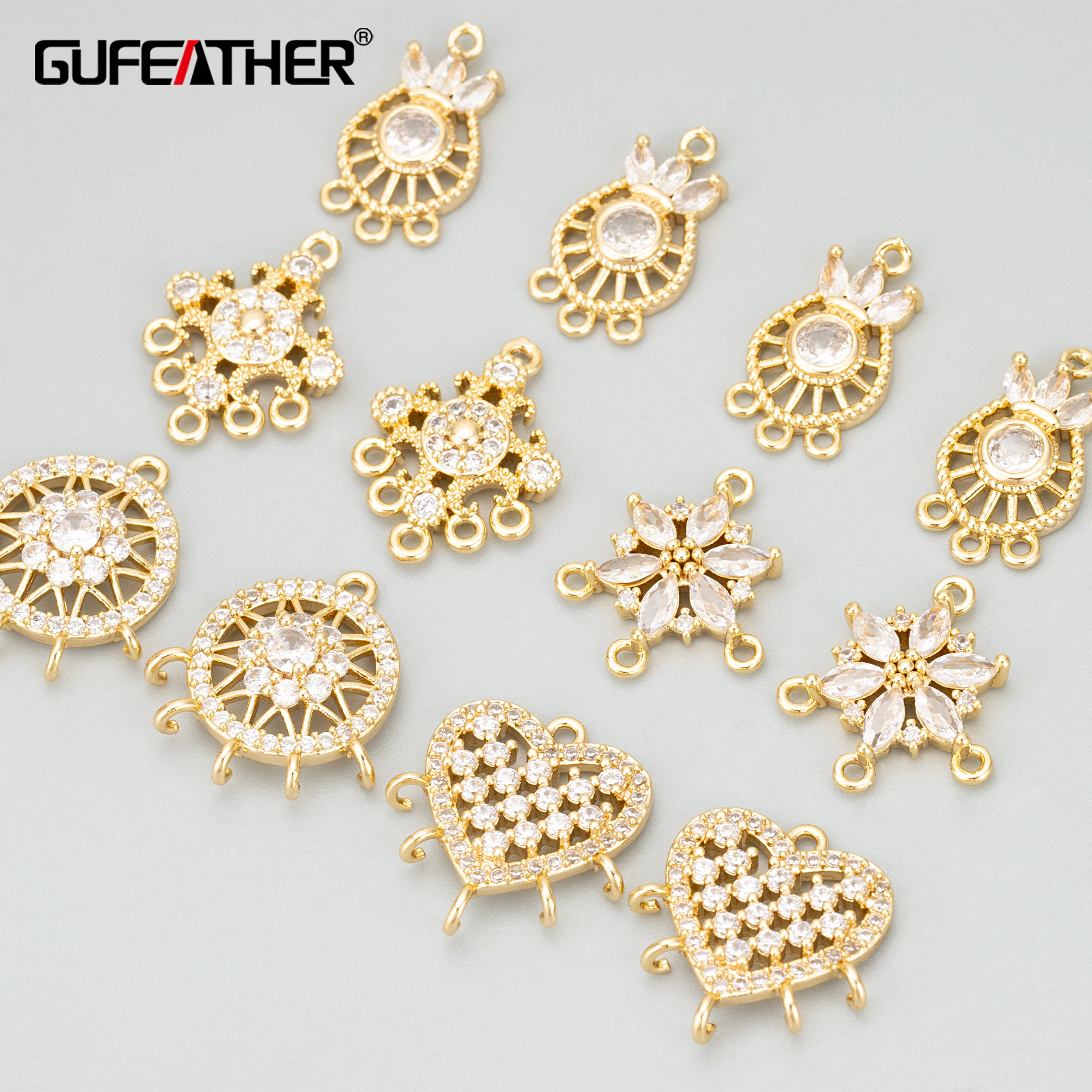 

GUFEATHER MD73,jewelry accessories,18k gold rhodium plated,copper,zircons,hand made,jewelry making,charms,diy pendants,6pcs/lot