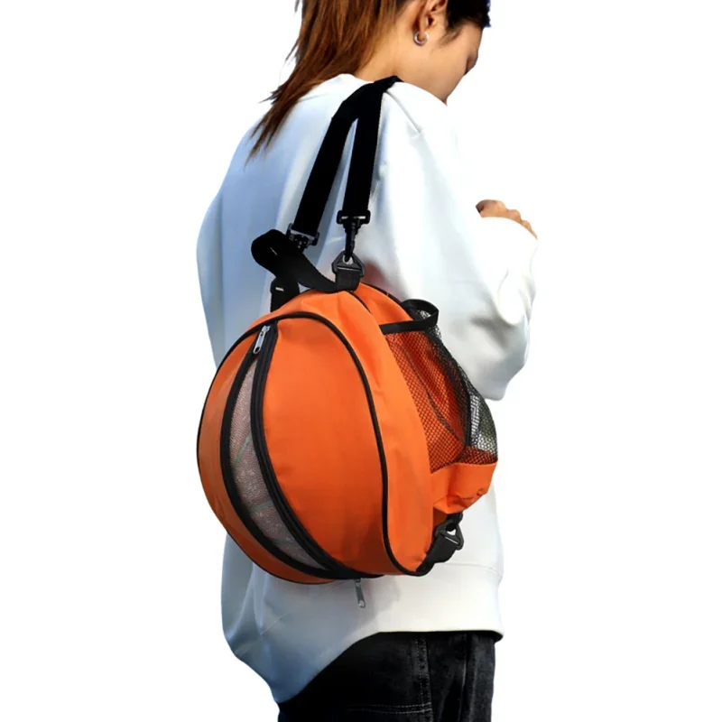 1PC bandoulière réglable 2 poches latérales en maille sac de basket-ball sac de balle de sport sac à bandoulière de football support de support
